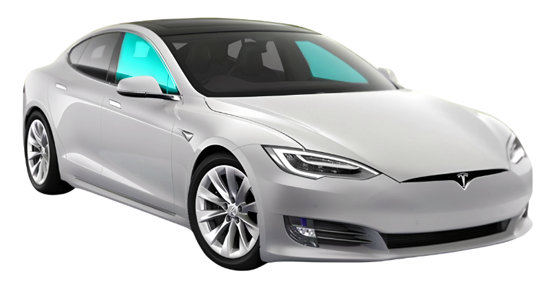 Diagram showing the two front windows tinted