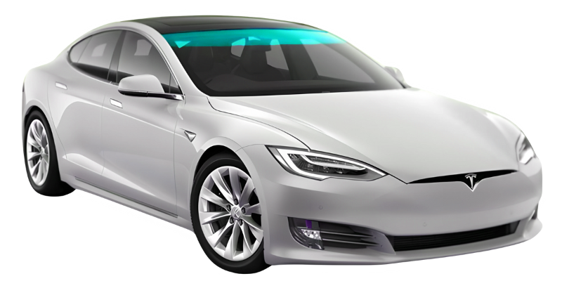 Diagram showing a tint strip across the top of the windshield