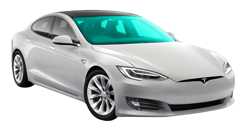 Diagram showing the full windshield tinted